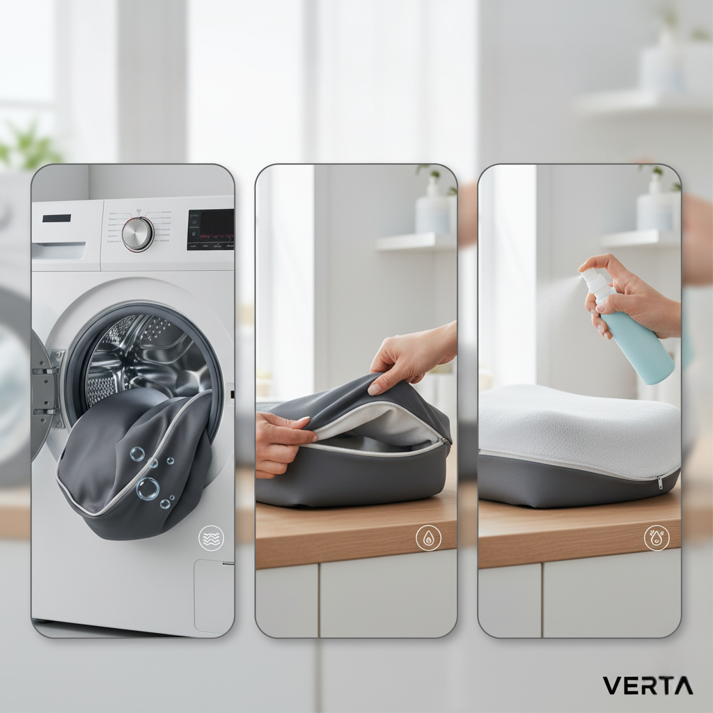 VertaEase™ Back Support Cushion highlighting its sleek design suitable for modern office environments.