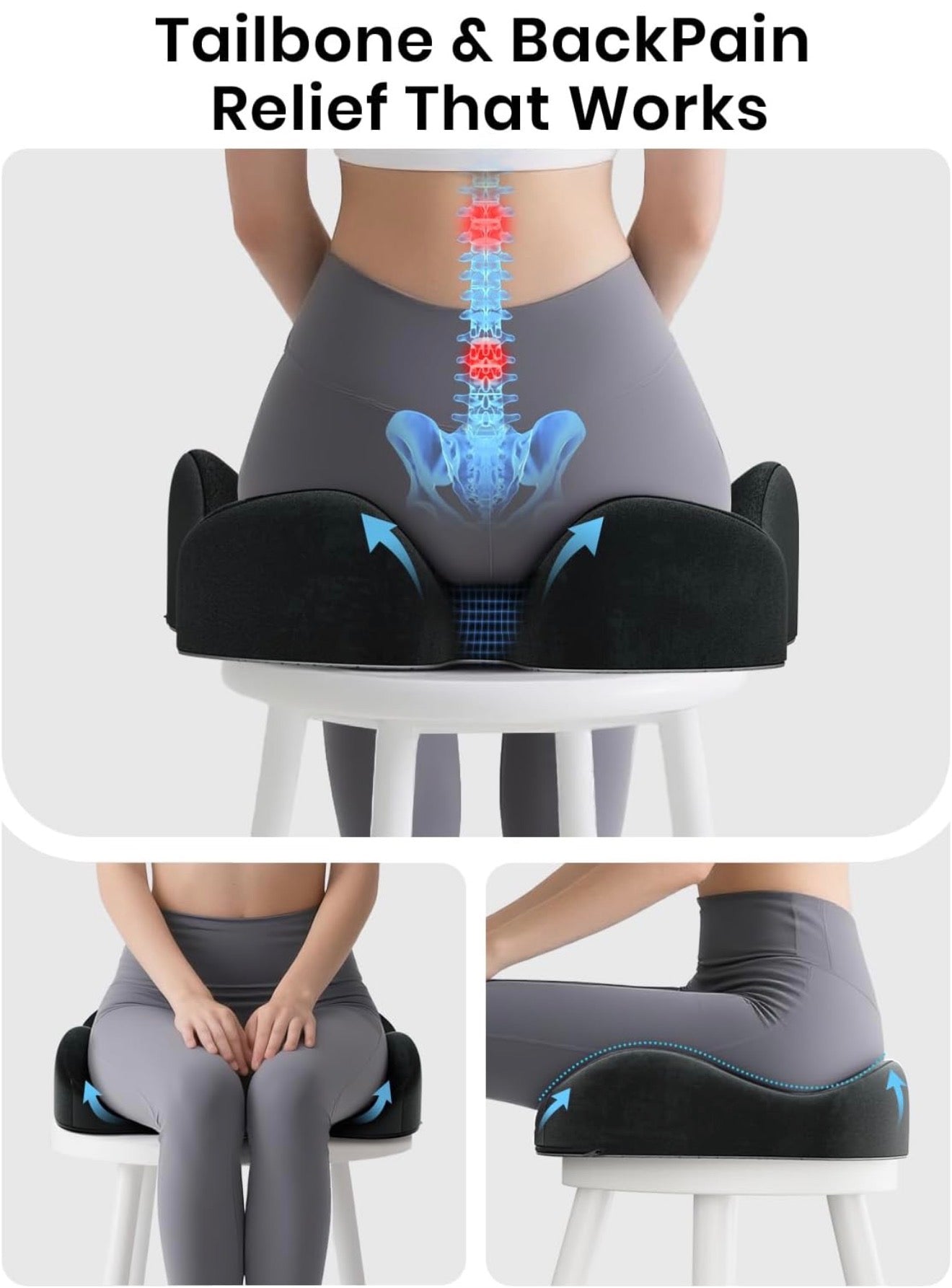 VertaEase™ Ergonomic Memory Foam Seat Cushion